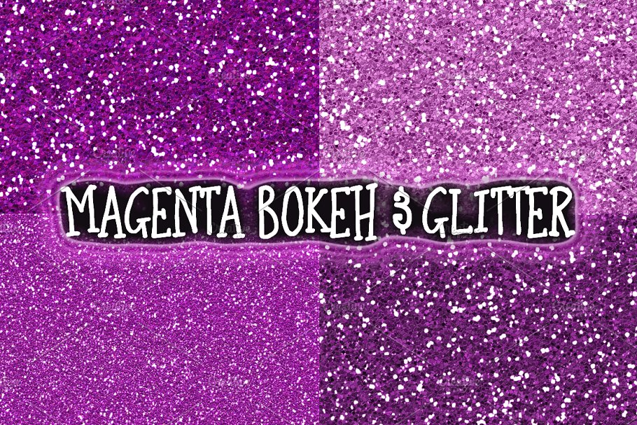紫色闪光散景背景 Magenta Bokeh & Glitter Backgrounds插图1