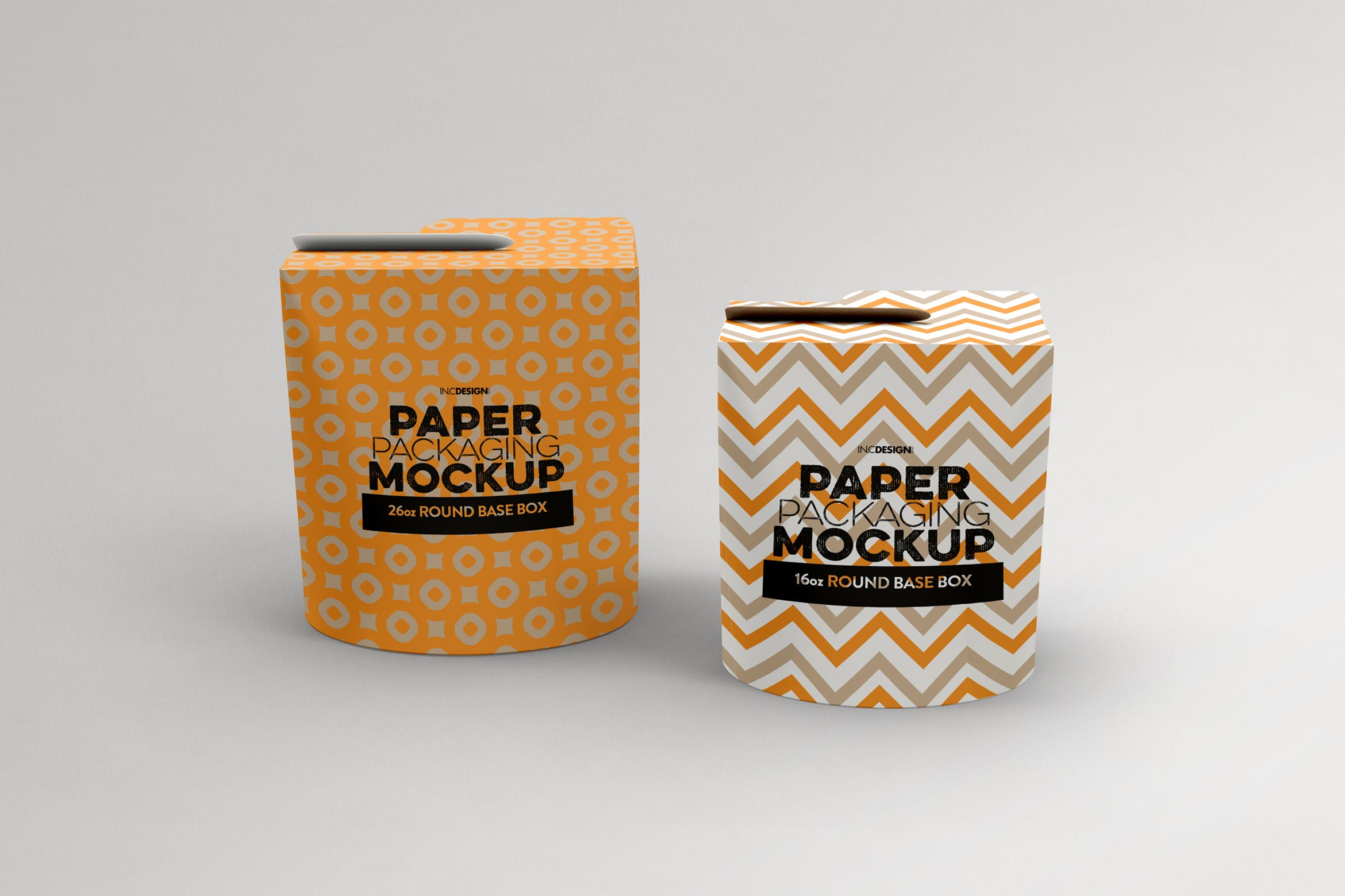 圆底小吃零食包装纸盒设计图样机 Paper Round Base Box 16/26oz Packaging Mockups插图