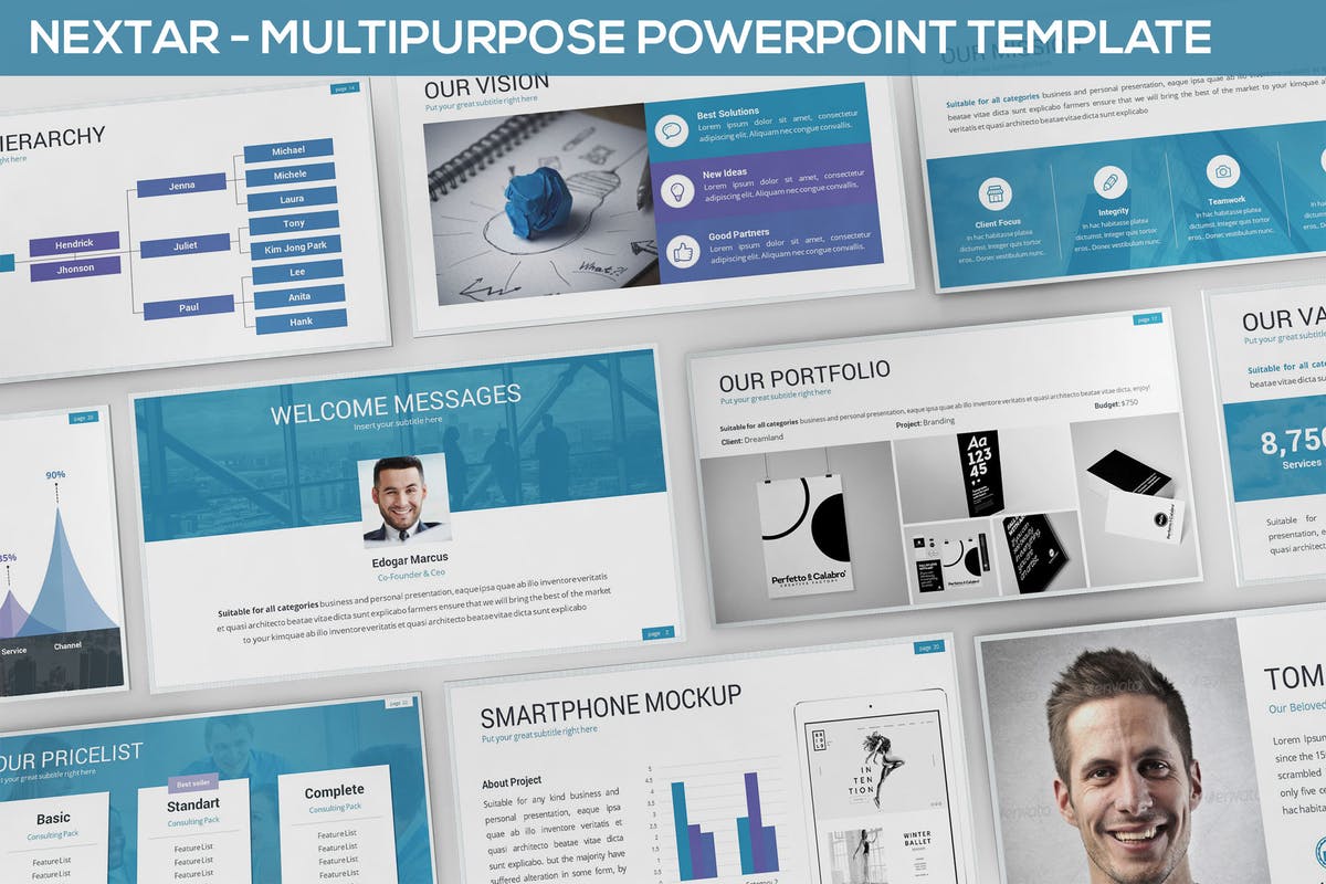创业团队项目介绍创业公司简介PPT演示模板 Nextar – Multipurpose Powerpoint Template插图