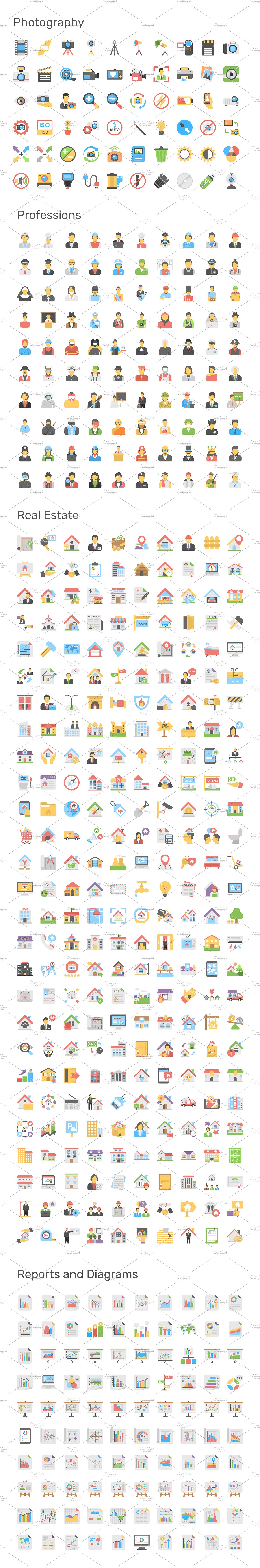 9690枚量贩式扁平化风格图标大礼包 9690 Flat Icons Pack插图(17)