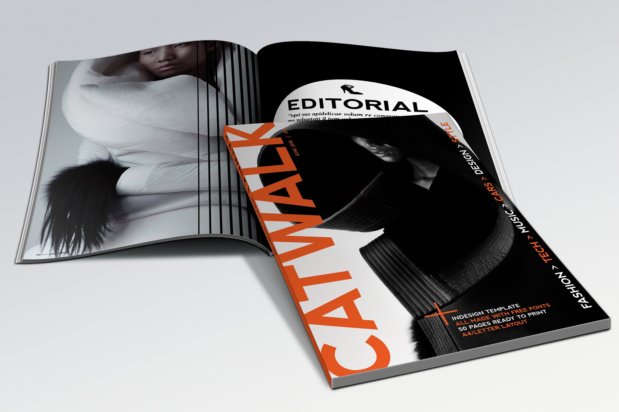 高端时尚极简的杂志模板 Catwalk Magazine Template [indd]插图5