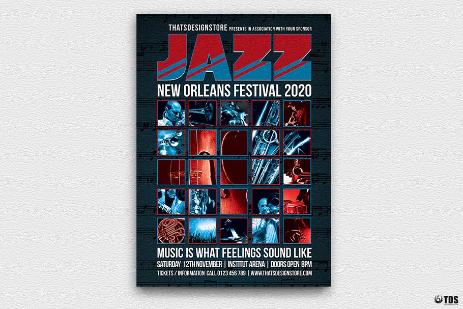 爵士音乐节活动海报设计PSD模板v9 Jazz Festival Flyer PSD V9插图1 爵士音乐节活动海报设计PSD模板v9 Jazz Festival Flyer PSD V9插图1