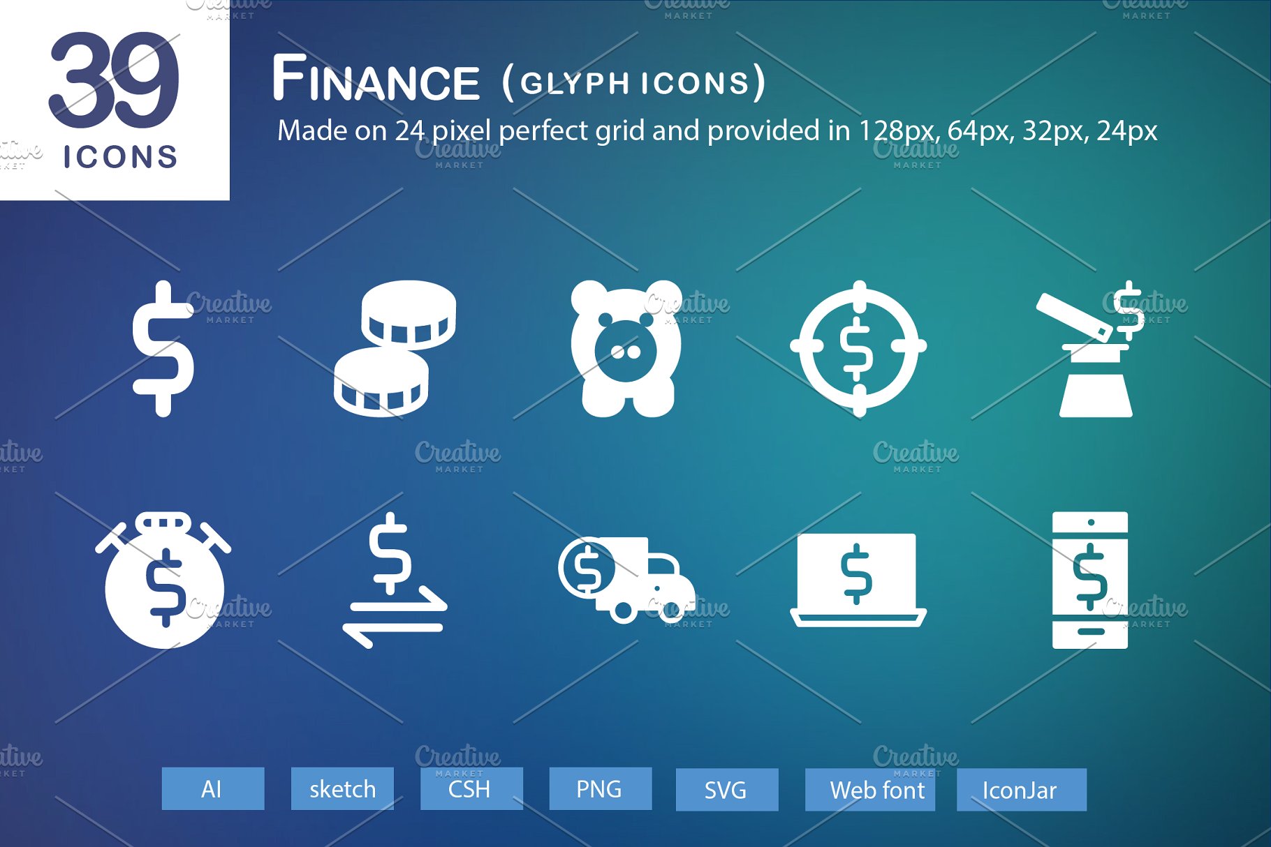 39个金融象形图标 39 Finance Glyph Icons插图