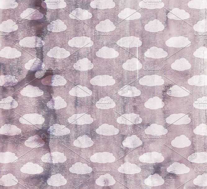 雨滴云朵水彩图案背景素材 Spring Shower Watercolor Patterns插图(2)