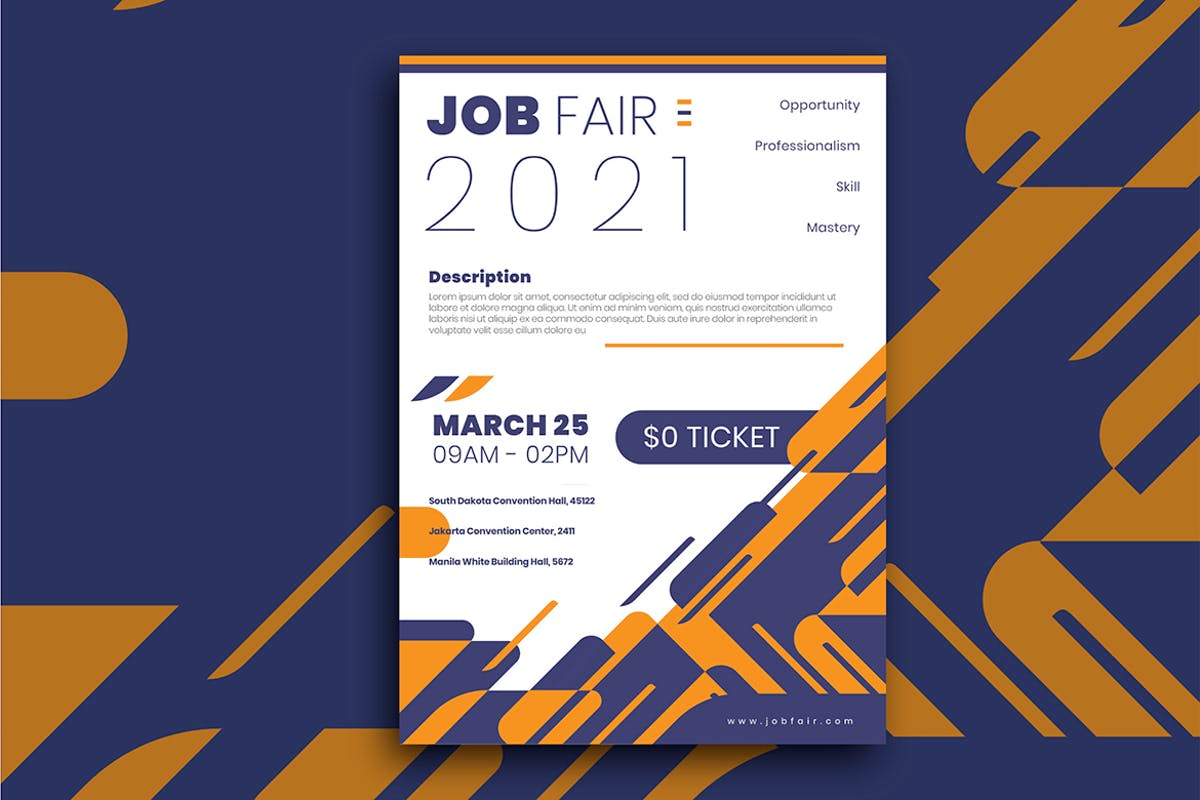 人才市场招聘会传单模板 Job Fair Flyer插图