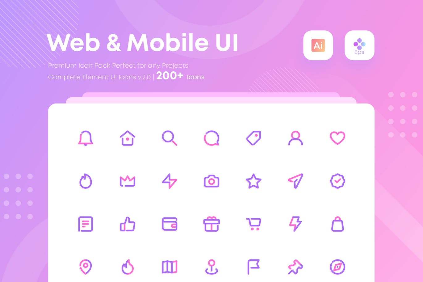 Web&APP用户交互界面UI图标素材包 Complete Web and Mobile UI Icons Pack – UICON2插图