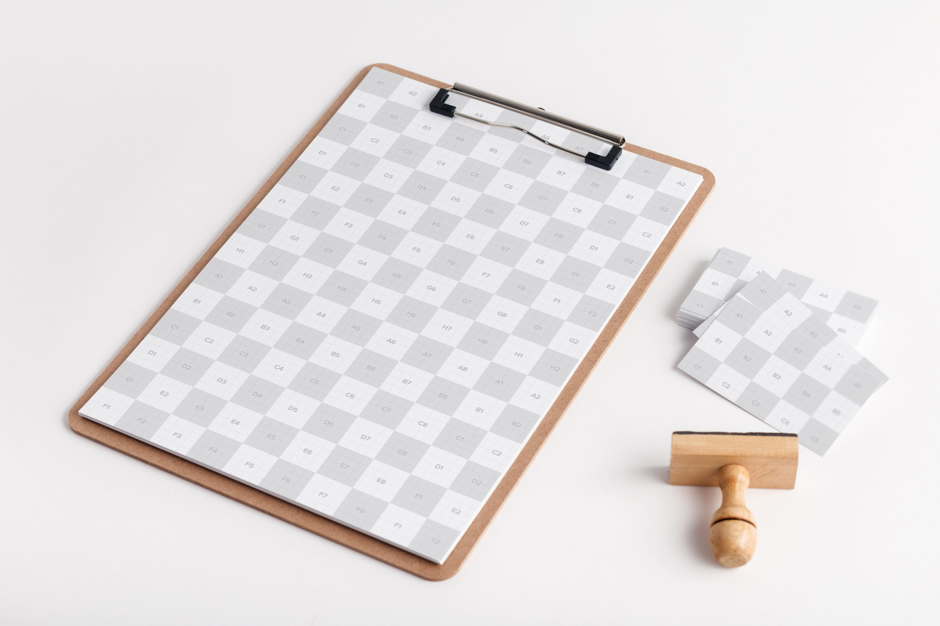 A4剪贴板和企业名片品牌VI设计效果图样机01 A4 Clipboard and Business Cards Mockup 01插图(1)