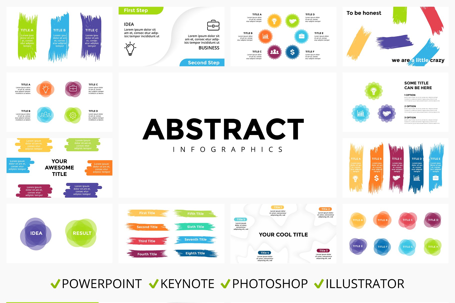 独特的工作信息图表ppt模板 Abstract. Infographic templates.插图