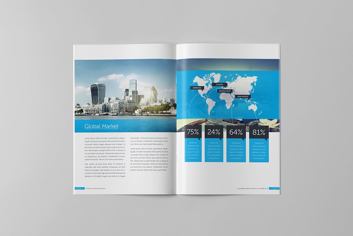 蓝色背景信息科技公司企业画册设计模板 Blue Corporate Brochure插图(6)