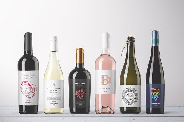 高端品牌酒瓶包装设计样机模板Vol.1 Wine Bottles Mockups Vol. 1插图(1)