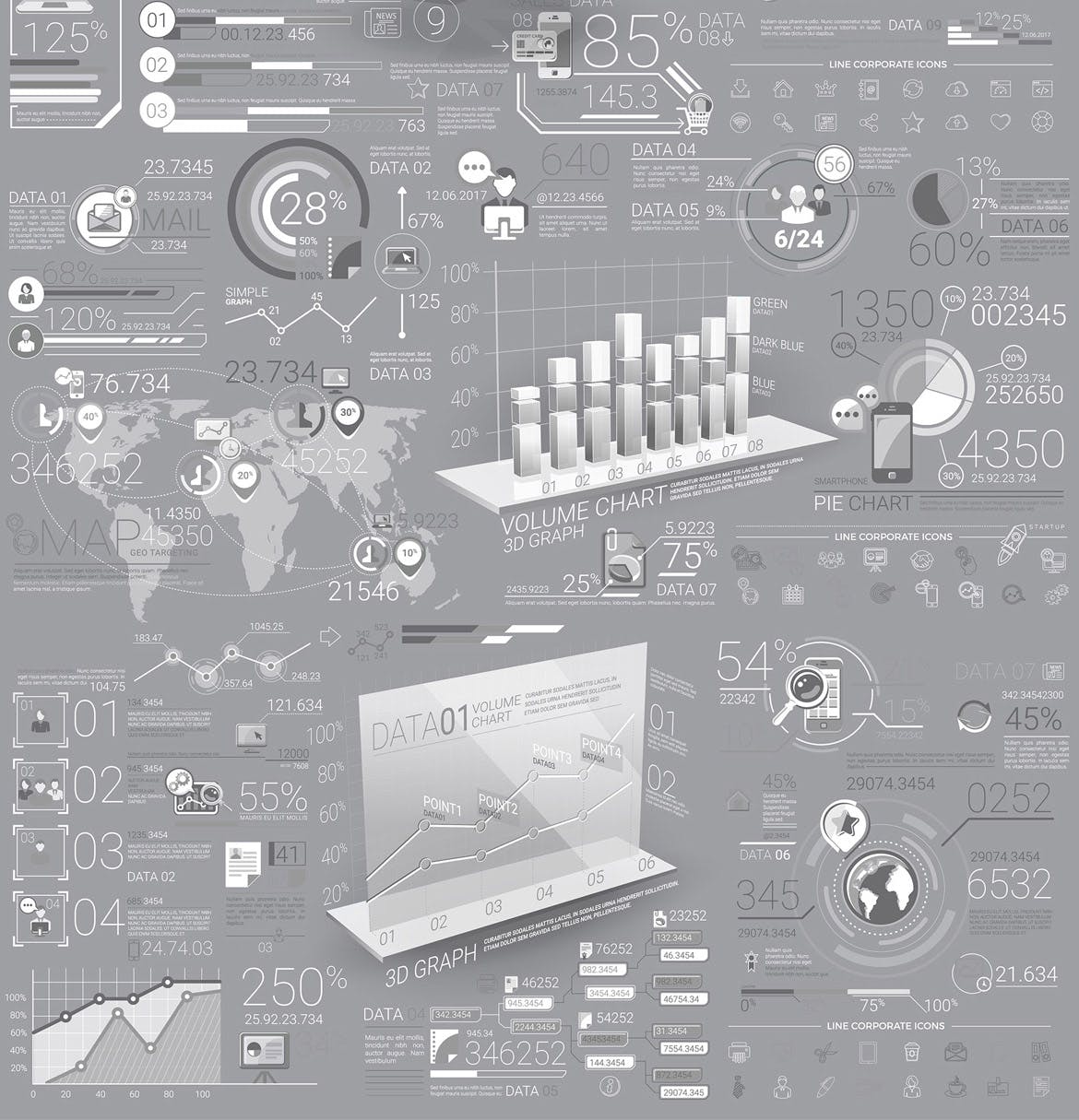 白色3D图表模板信息图表设计素材下载 White Infographic Elements插图5