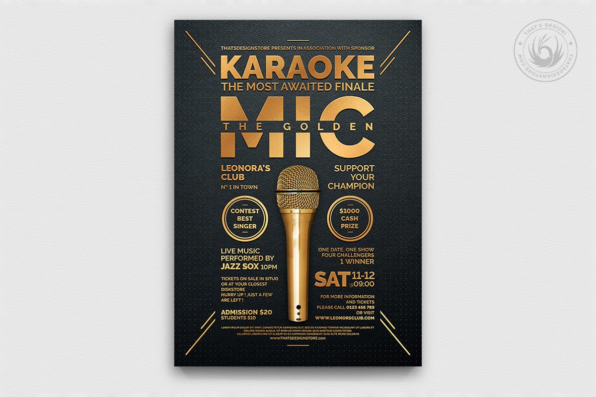 卡拉OK音乐会海报传单设计模板V8 Karaoke Flyer Template V8插图