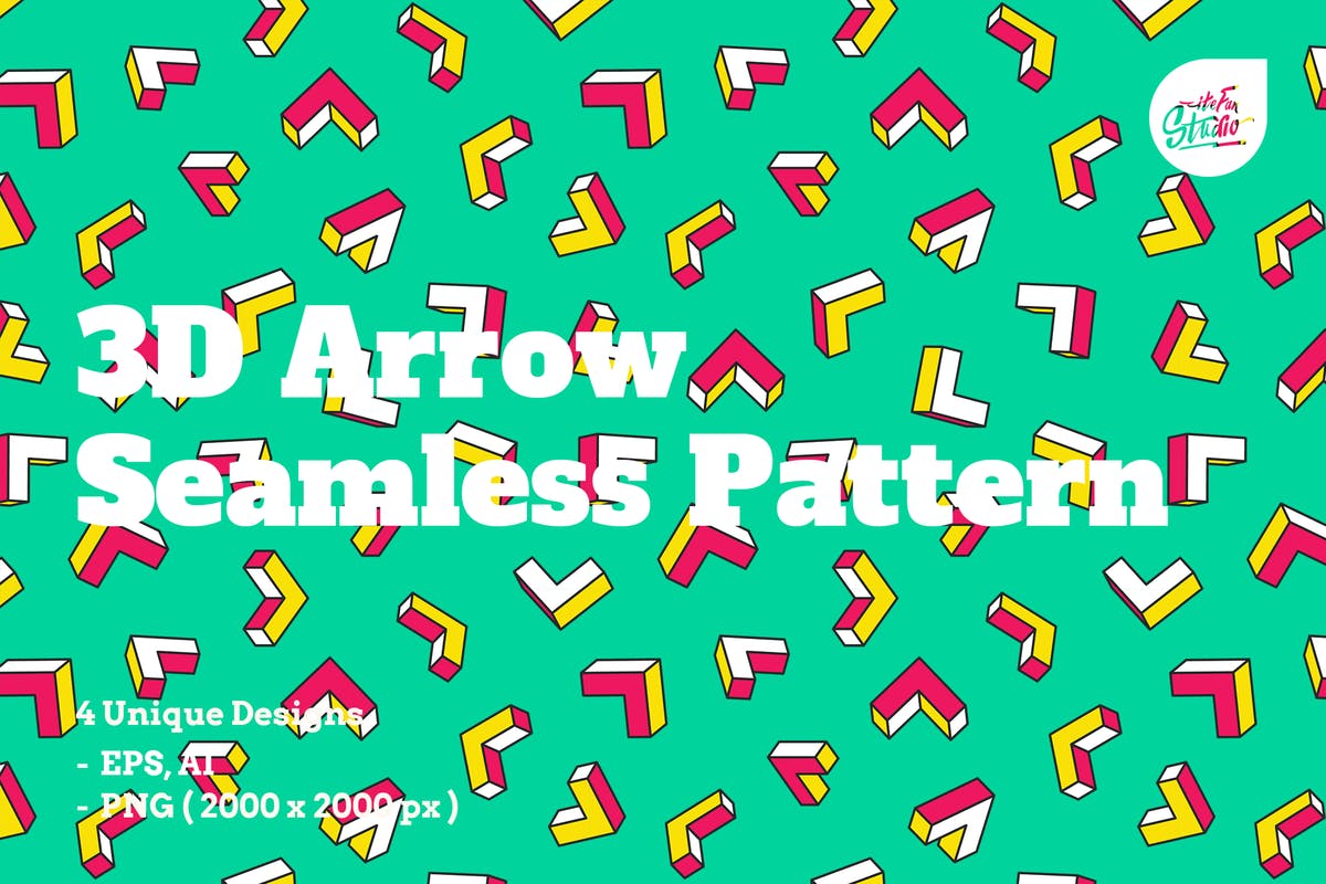 3D立体箭头图形无缝背景素材 3D Arrow Seamless Patterns插图