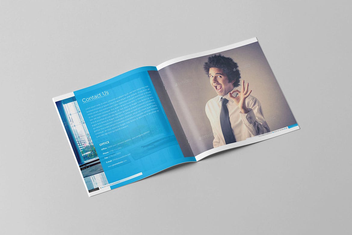信息科技企业公司画册设计模板素材 Blue Corporate Square Brochure插图11