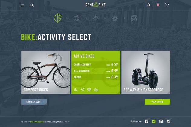 共享单车网页设计PSD模板 Rent a Bike – Rental & Booking PSD Template插图(2)