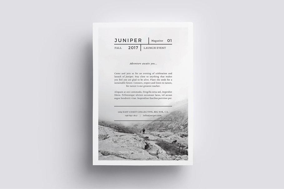 高端大雅设计风格海报传单PSD模板 J U N I P E R  Flyer Template插图(7)