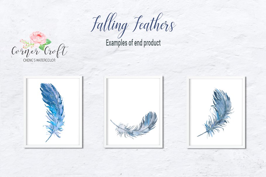 飘舞的羽毛剪贴画 Falling Feather Illustration插图3