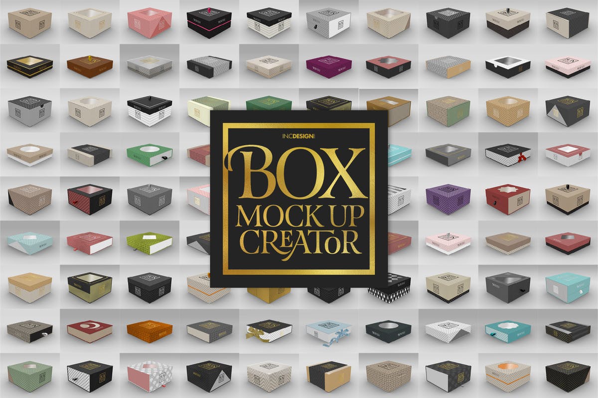 超级礼品盒包装盒样机合集 Box Mockup Creator – Square Box Edition插图
