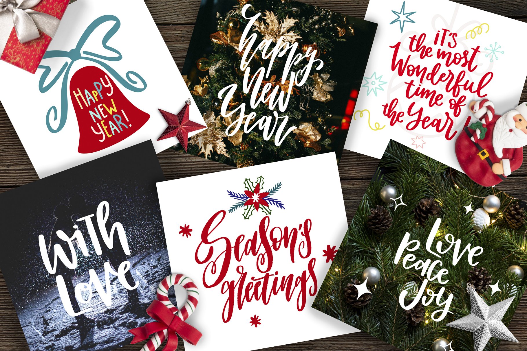 艺术手绘圣诞字母祝语引语剪贴画 Christmas Lettering Quotes & Clipart插图(6)