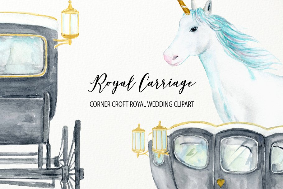 童话故事皇家马车水彩手绘插图 Royal Carriage Illustration插图(2)