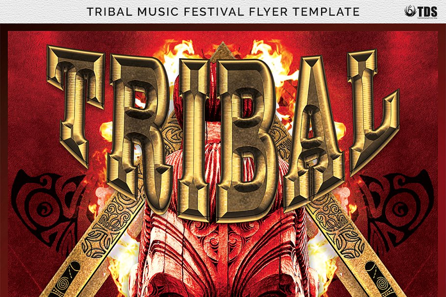 部落音乐节传单PSD模板 Tribal Music Festival Flyer PSD插图(6)