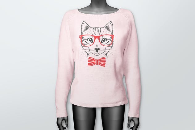 女式时尚印花毛衣服装样机 Women’s Sweater Mockups插图(3)