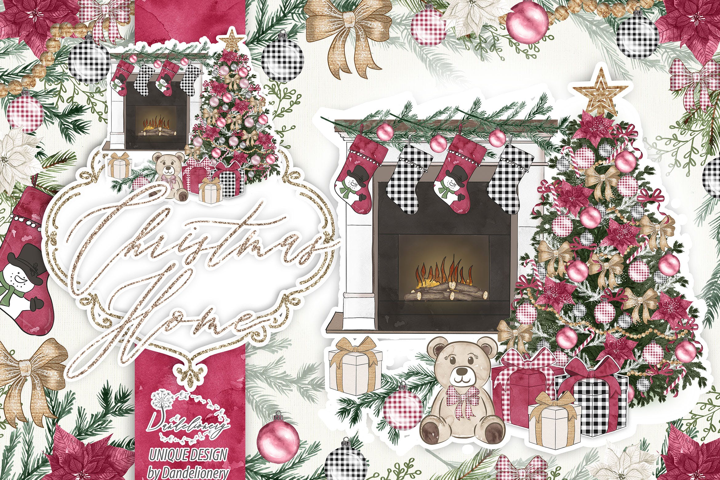 圣诞节客厅装饰剪贴画PNG素材 Christmas Home design插图