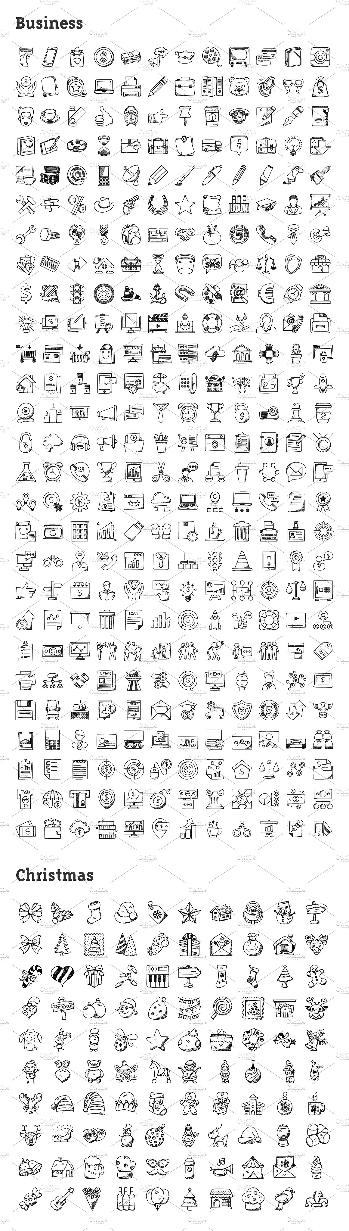 4074枚纯手工绘制涂鸦图标合集 4074 Hand Drawn Doodle Icons插图(3)