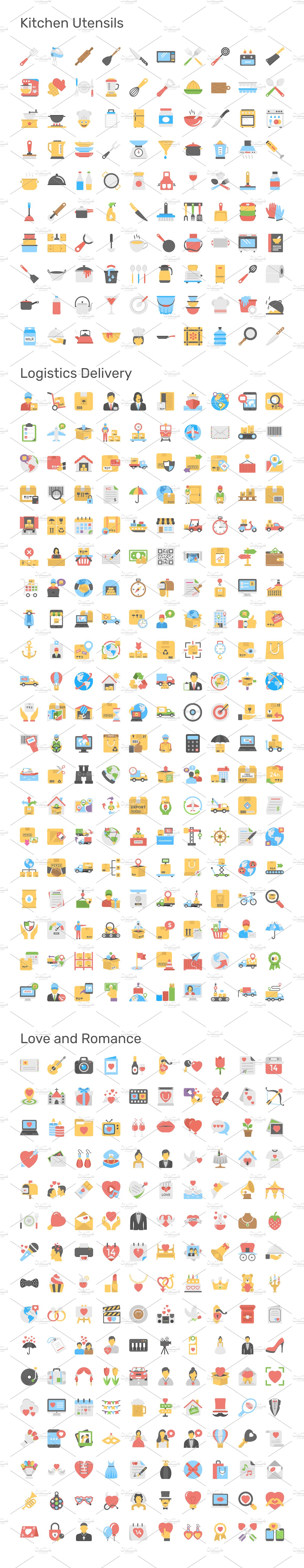 9690枚量贩式扁平化风格图标大礼包 9690 Flat Icons Pack插图(12)