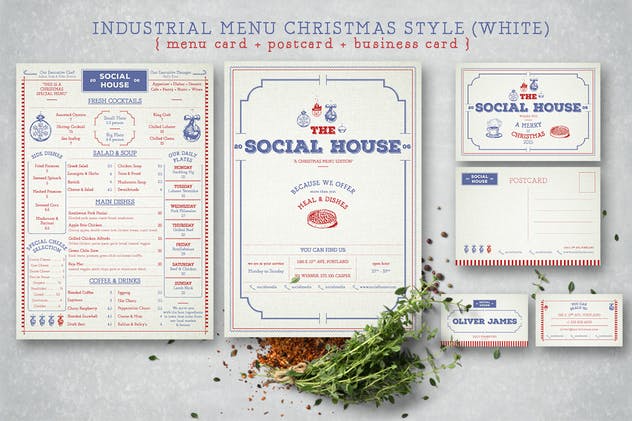 复古设计风格西餐厅菜单设计PSD模板 Industrial Vintage Menu插图(5)