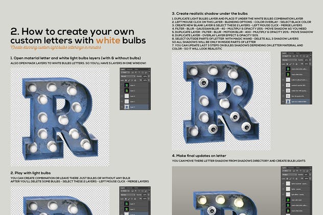 大帐篷灯泡装饰金属字体场景模板10 Marquee Light Bulbs Chaos 10 – Color Mix Lettering插图(6)