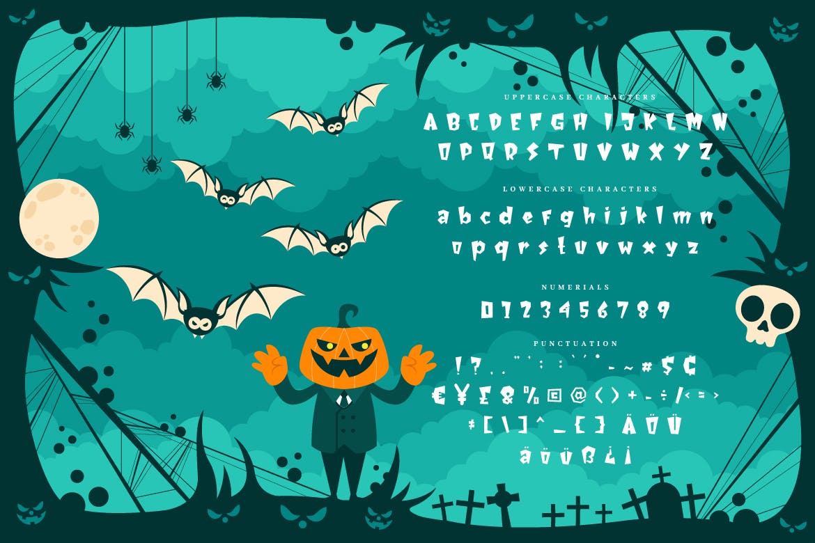 儿童节/万圣节节日主题设计适用的装饰设计无衬线字体 Monster Squad – Fun Halloween Typeface插图1