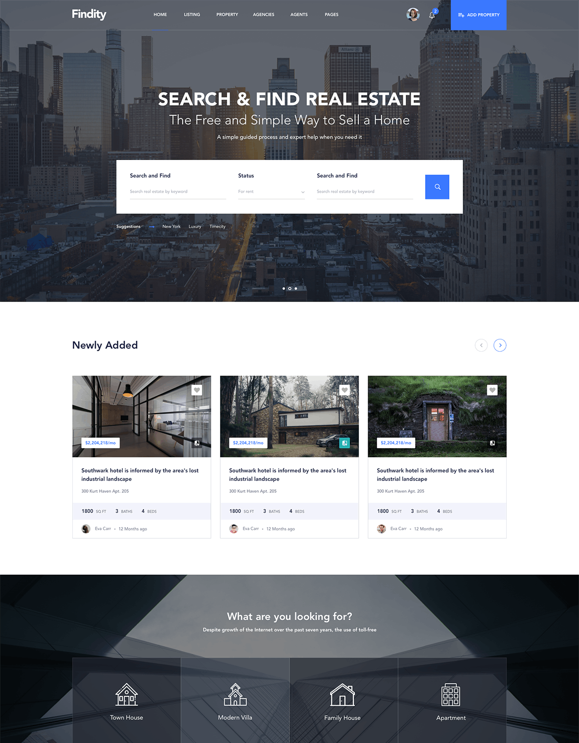 房地产销售租赁中介网站界面设计SKETCH模板 Findity – Real Estate Template插图(3)