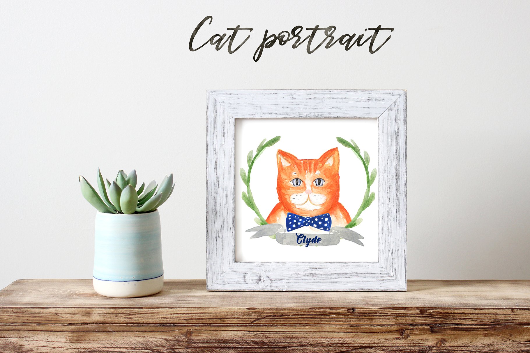 可爱猫猫水彩插画 Cat portrait creator. Watercolors.插图(1)