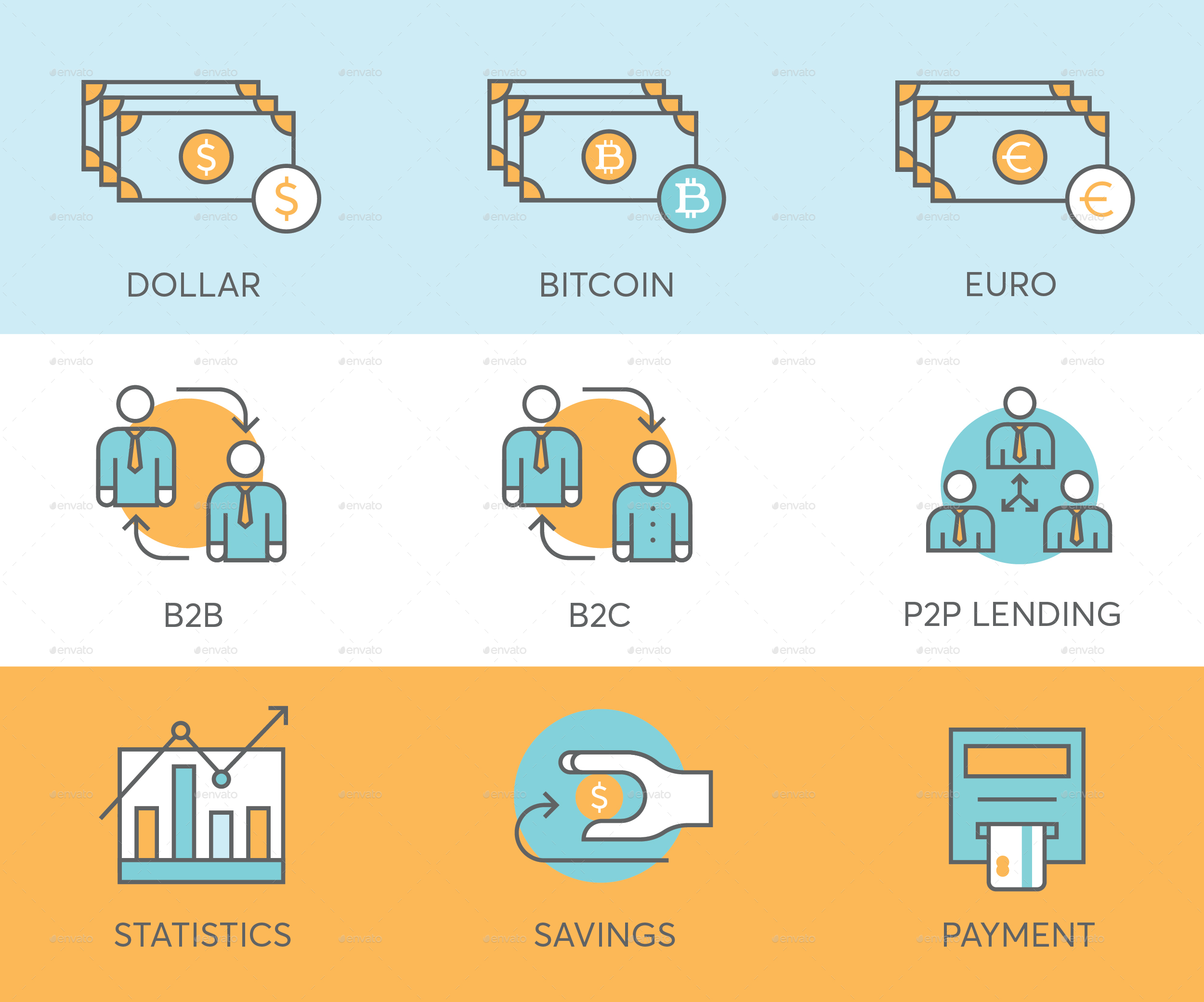 金融、支付和互联网主题图标集 Finance Icons插图(5)