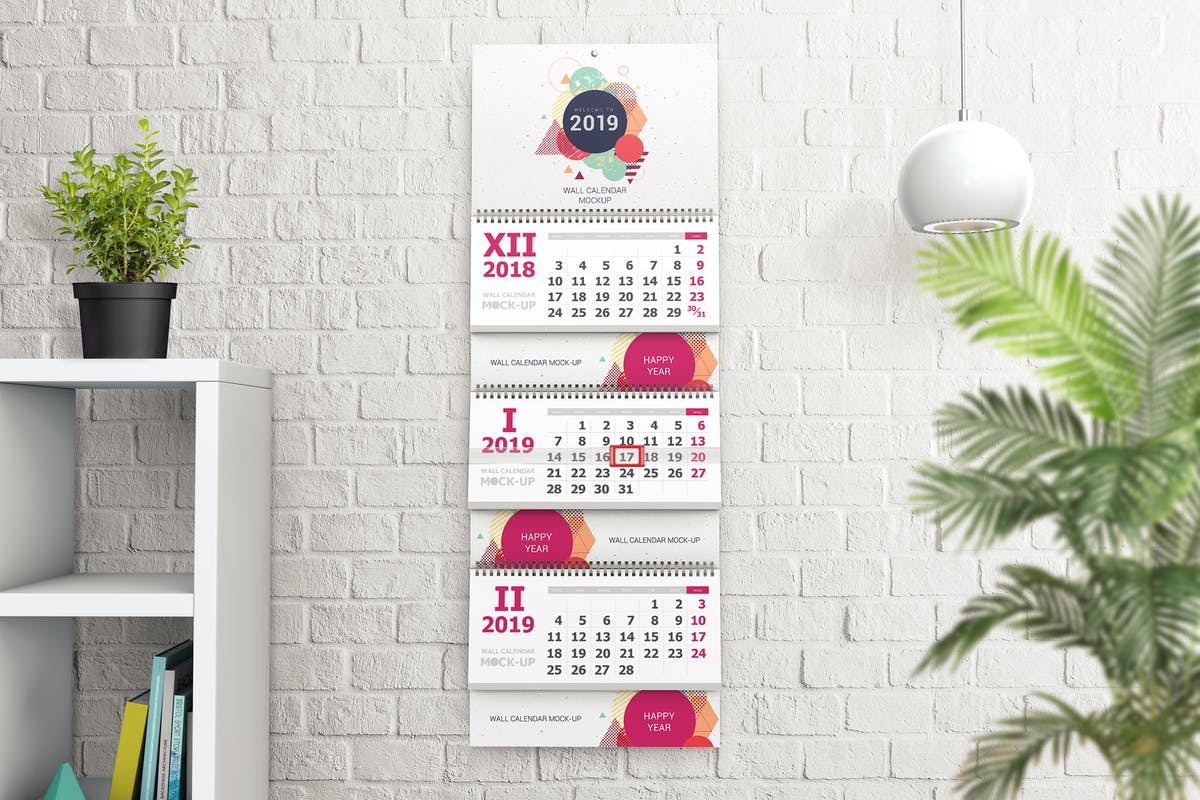 室内墙面挂历样机模板V2 Wall Calendar Mockups 02插图