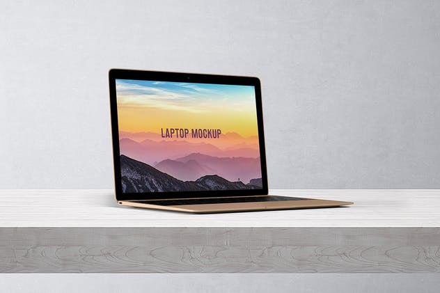 笔记本电脑屏幕演示样机模板 14×9 Laptop Screen Mock-Up – Gold插图(6)