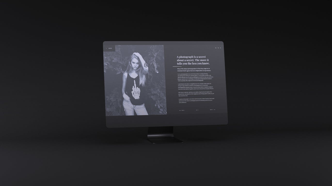 网站UI设计效果图预览黑色iMac电脑样机模板 Dark iMac Mockup插图3