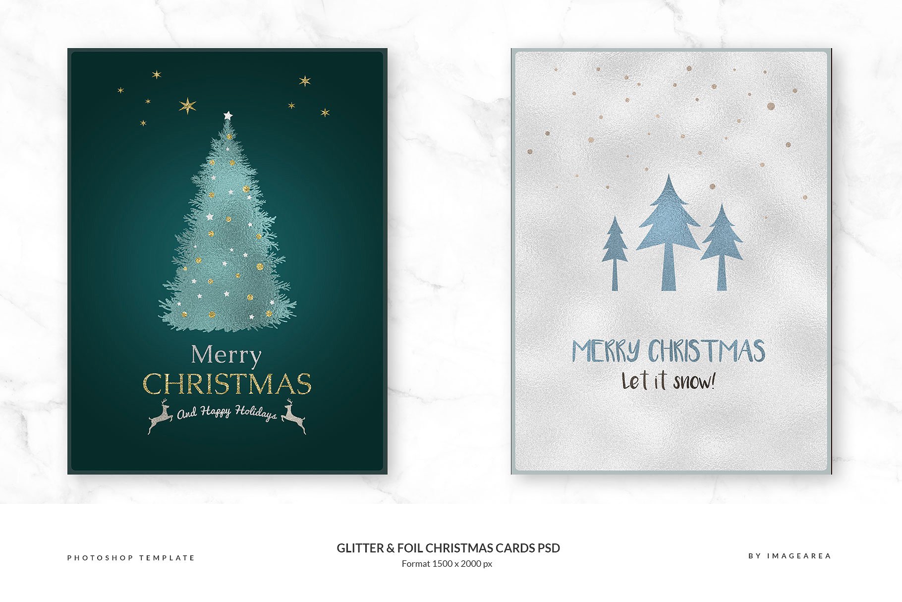 闪粉&金箔圣诞卡PSD模板合集 Glitter & Foil Christmas Cards PSD插图2