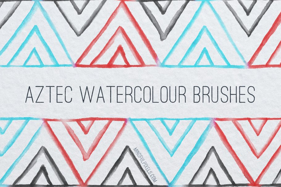 创意阿兹特克水彩画笔笔刷 Aztec Watercolor Brushes插图
