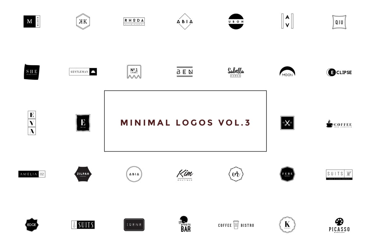 50款极简主义几何图形创意Logo设计模板V3 50 Minimal Logos Vol.3插图