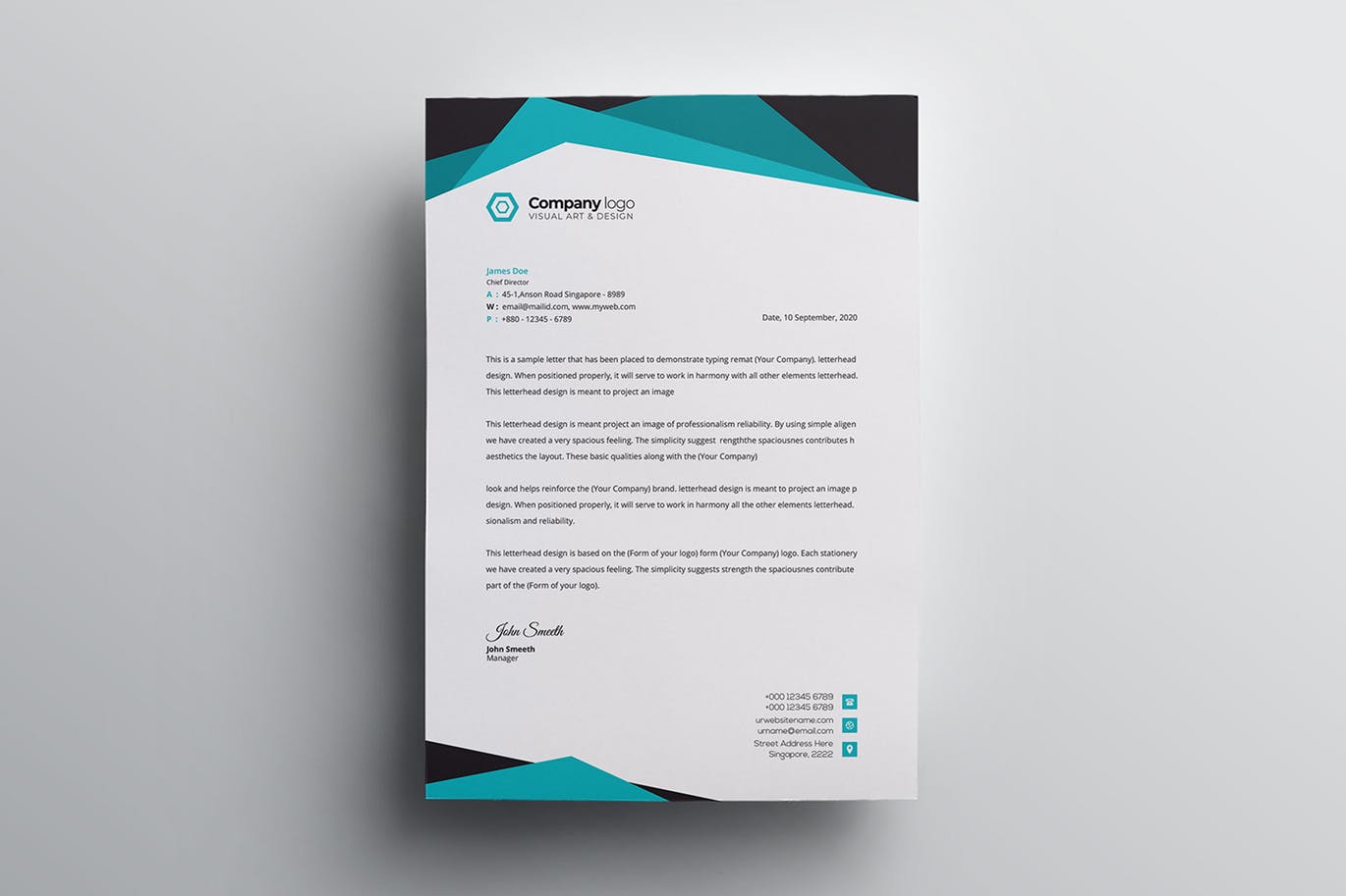 信息科技企业信封设计模板v2 Letterhead插图(4)