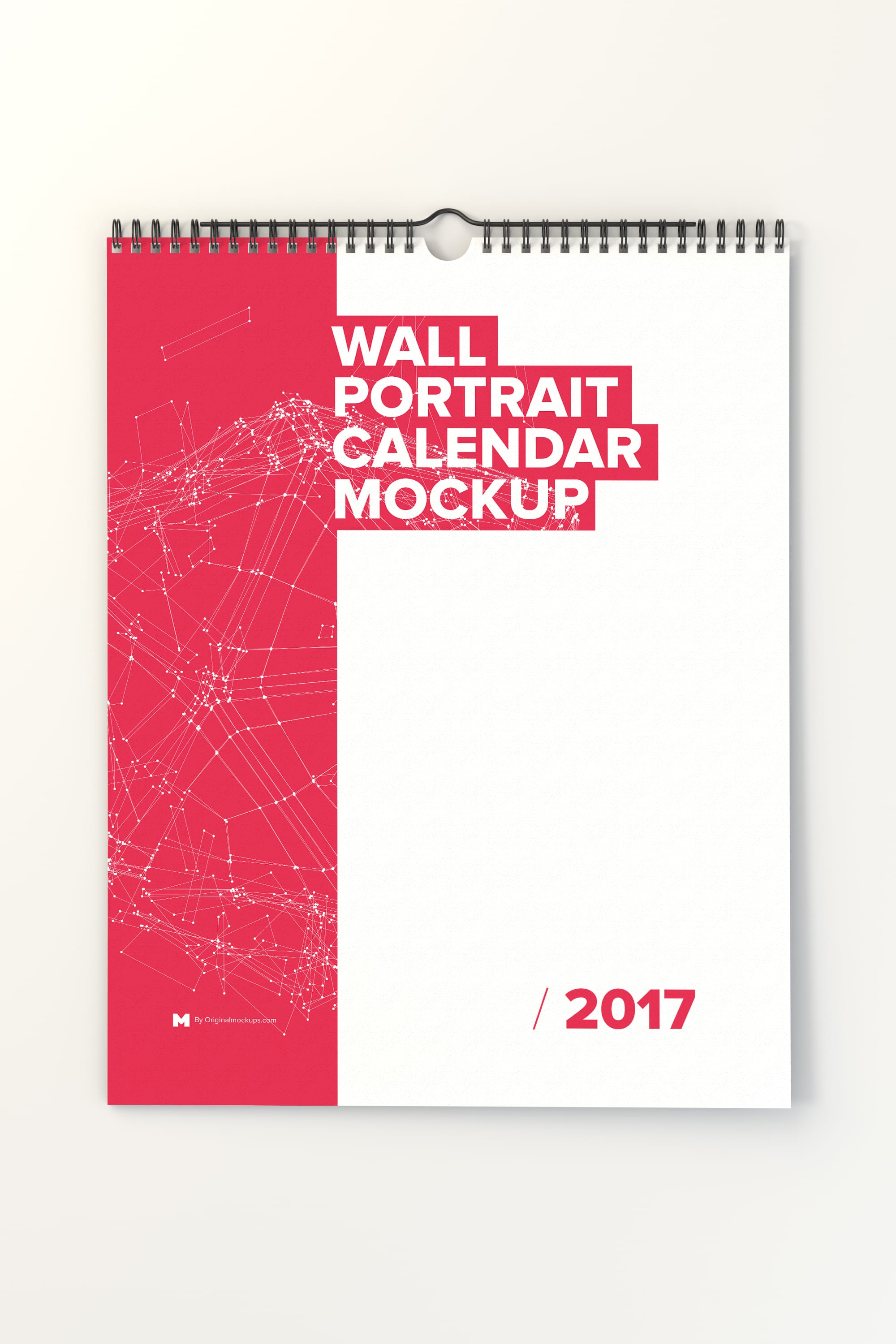 挂墙日历年历设计样机模板 Wall Portrait Calendar Mockup插图(1)