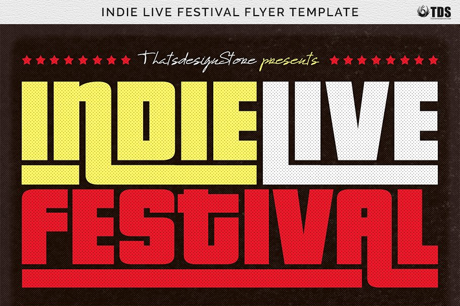 独立音乐节宣传海报设计PSD模板 Indie Live Festival Flyer PSD插图(6)