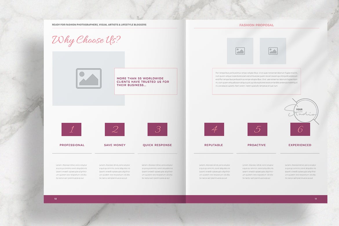粉红时尚行业项目提案版式设计模板 Pink Fashion Proposal Layout插图7
