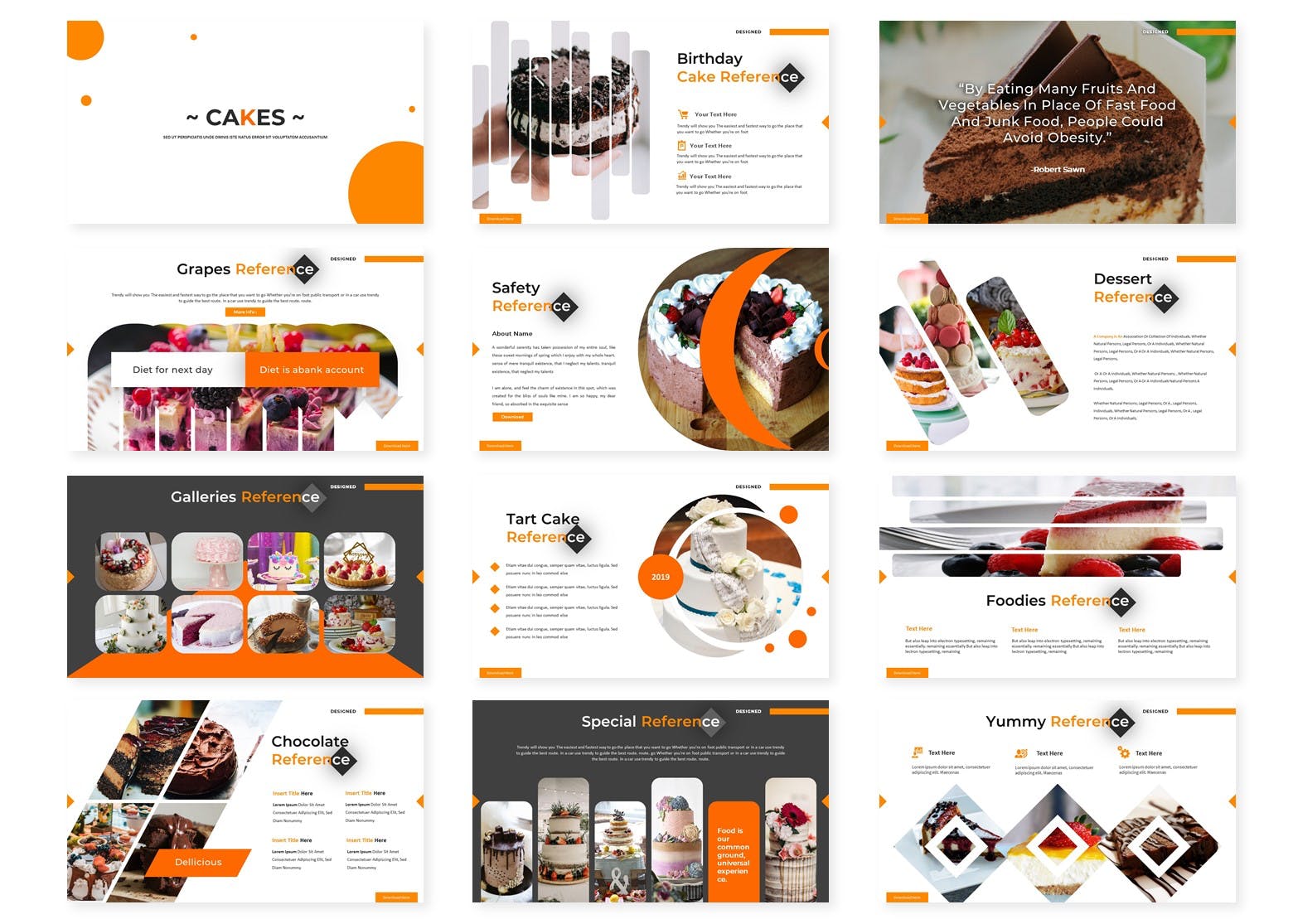 蛋糕烘焙美食主题PPT幻灯片模板素材 Cakes – Powerpoint Template插图(1)