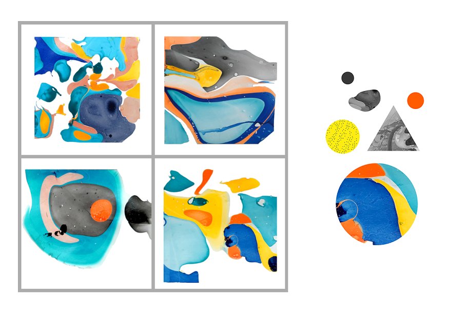 抽象水彩图案纹理+卡片模板 Artistic textures. Part 1插图1