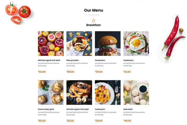 餐厅在线预订网站和菜单设计PSD模板 Restaurant Online Reservation & Menu PSD Template插图(6)
