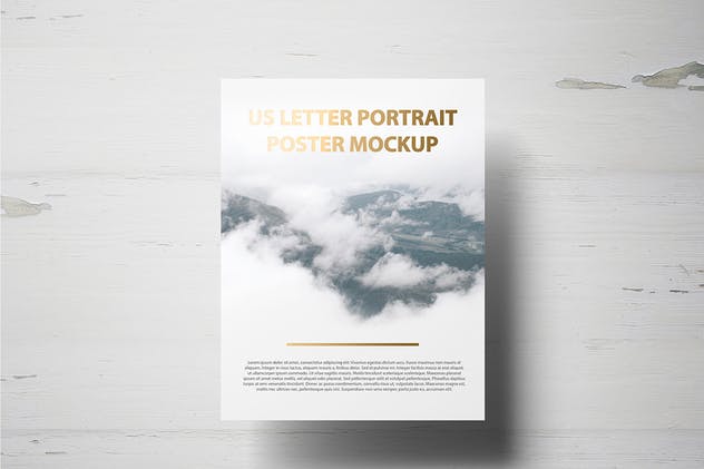 美国信纸规格海报传单/信头样机 US Letter Portait Flyer / Letterhead Mockup插图7