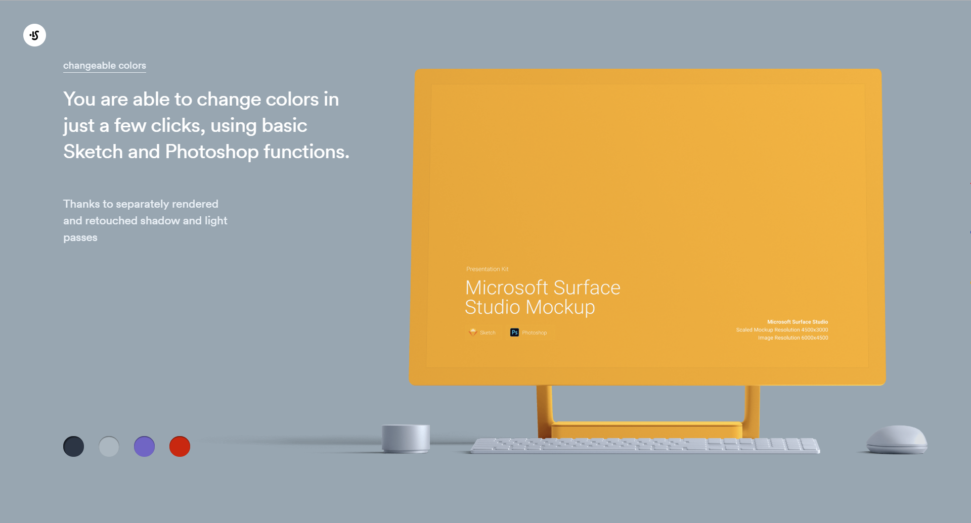 超级主流桌面&移动设备样机系列：微软一体机 Surface Studio 样机&场景 [兼容PS,Sketch;共3.83GB]插图